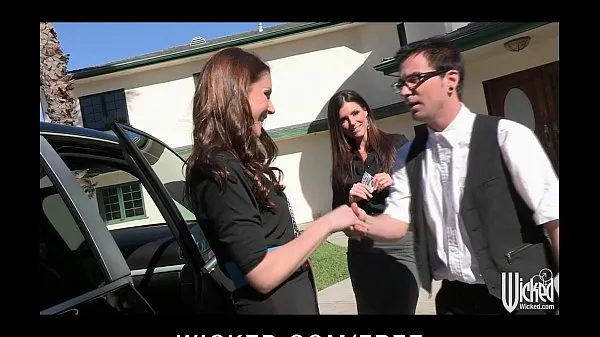 Best Pair of sisters bribe their car salesman into a threesome mega Clips
