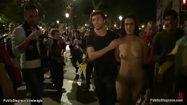 Best Petite brunette European slut Samia Duarte is tied by master James Deen and mistress Princess Donna Dolore and walked naked and fucked in public streets mega Clips