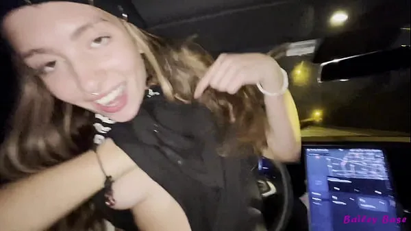 Best Fucking Hot Date While Tesla Car Self Drives Streets At Night mega Clips